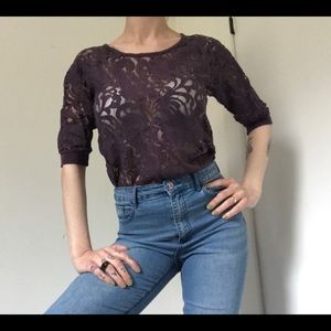 Forever 21 Vintage Style Purple Lace Top